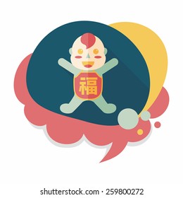 Chinese New Year flat icon with long shadow,eps10, Maitreya doll decoration means "Bless you have wealth, monasticism and popularity."