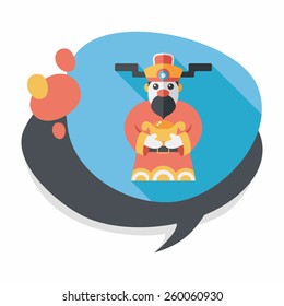 Chinese New Year flat icon with long shadow,eps10, God of wealth
