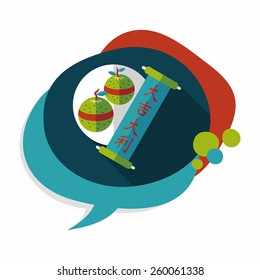 Chinese New Year flat icon with long shadow,eps10, Chinese lucky orange means "Wish you whole year will be lucky and propitious."