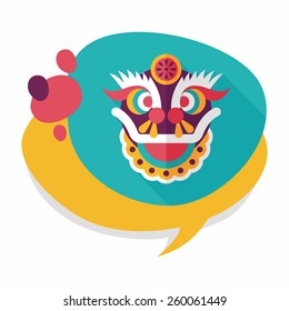 Chinese New Year flat icon with long shadow,eps10,The dragon and lion dancing head