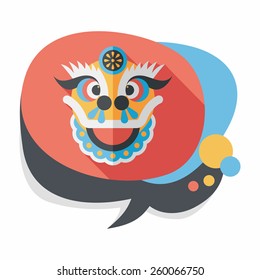 Chinese New Year flat icon with long shadow,eps10,The dragon and lion dancing head