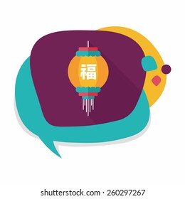 Chinese New Year flat icon with long shadow,eps10, Chinese festival couplets with lantern means " wish good lucks"