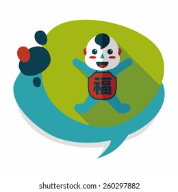 Chinese New Year flat icon with long shadow,eps10, Maitreya doll decoration means "Bless you have wealth, monasticism and popularity."