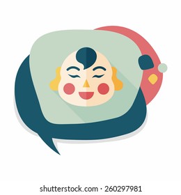 Chinese New Year flat icon with long shadow,eps10, Maitreya doll decoration means "Bless you have wealth, monasticism and popularity."