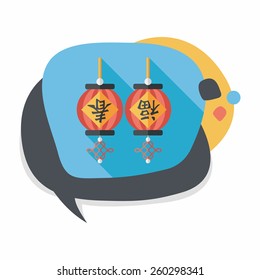Chinese New Year flat icon with long shadow,eps10, Chinese festival couplets with lantern means " wish good luck and Spring comes."