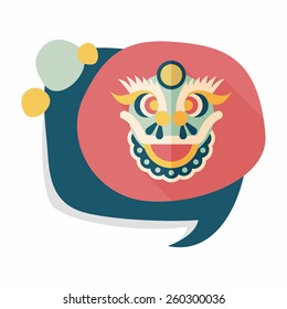 Chinese New Year flat icon with long shadow,eps10,The dragon and lion dancing head