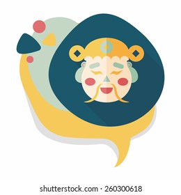 Chinese New Year flat icon with long shadow,eps10, God of wealth