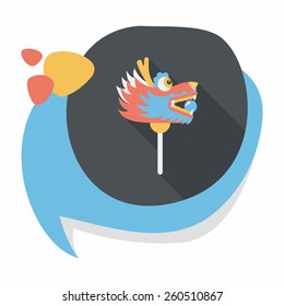 Chinese New Year flat icon with long shadow,eps10,The dragon and lion dancing head