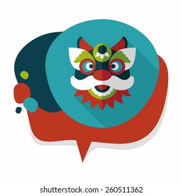 Chinese New Year flat icon with long shadow,eps10,The dragon and lion dancing head