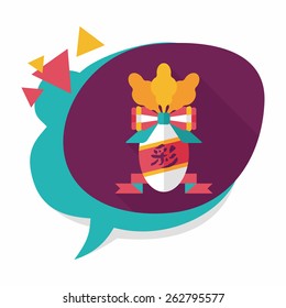 Chinese New Year flat icon with long shadow,eps10, lucky white radish with Chinese words means " Wish it can brings luck to you in the new year."