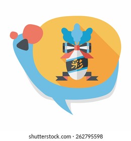 Chinese New Year flat icon with long shadow,eps10, lucky white radish with Chinese words means " Wish it can brings luck to you in the new year."
