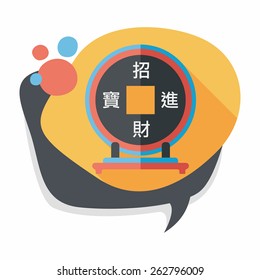 Chinese New Year flat icon with long shadow,eps10, Chinese decoration, Chinese words mean wish you can be wealthy and prosperity.
