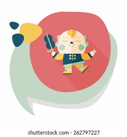 Chinese New Year flat icon with long shadow,eps10, Maitreya doll decoration means "Bless you have wealth, monasticism and popularity."