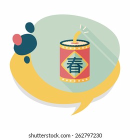 Chinese New Year flat icon, eps10, word Fu, Chinese festival couplets with firecrackers means " wish good luck and Spring comes."