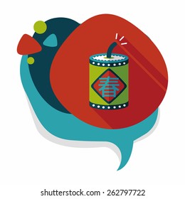 Chinese New Year flat icon, eps10, word Fu, Chinese festival couplets with firecrackers means " wish good luck and Spring comes."