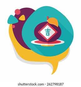 Chinese New Year flat icon with long shadow,eps10, Chinese lucky orange means "Wish you whole year will be lucky and propitious."