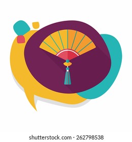 Chinese New Year flat icon with long shadow,eps10, Chinese folding fan means " win speedy success."