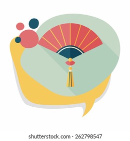 Chinese New Year flat icon with long shadow,eps10, Chinese folding fan means " win speedy success."