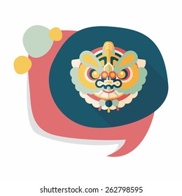 Chinese New Year flat icon with long shadow,eps10,The dragon and lion dancing head