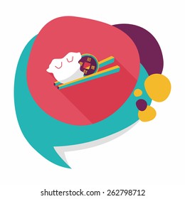 Chinese New Year flat icon with long shadow,eps10, Coin wrapped in dumplings where people eat throughout the year will be very lucky and get rich.