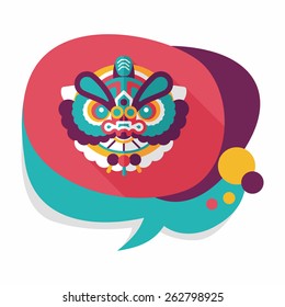 Chinese New Year flat icon with long shadow,eps10,The dragon and lion dancing head