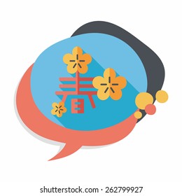 Chinese New Year flat icon with long shadow,eps10, word "Chun", Chinese festival couplets means " wish Spring comes."
