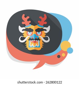 Chinese New Year flat icon with long shadow,eps10,The dragon and lion dancing head