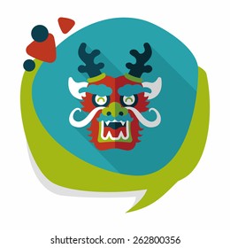 Chinese New Year flat icon with long shadow,eps10,The dragon and lion dancing head
