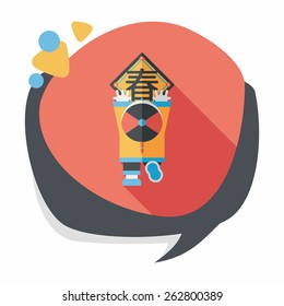 Chinese New Year flat icon with long shadow,eps10, the little boy to stick couplets, Chinese festival couplets means " wish Spring comes."