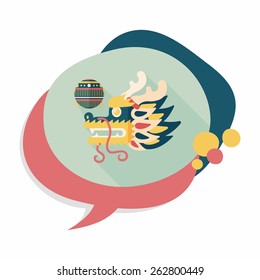 Chinese New Year flat icon with long shadow,eps10,The dragon and lion dancing head