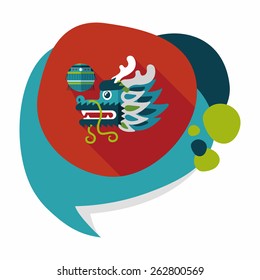 Chinese New Year flat icon with long shadow,eps10,The dragon and lion dancing head