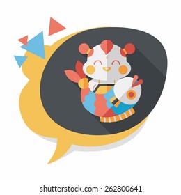 Chinese New Year flat icon with long shadow,eps10 Chinese Mascot means "May you always get more than you wish for." 