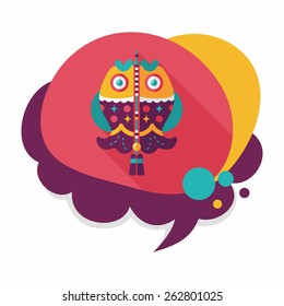 Chinese New Year flat icon with long shadow,eps, Chinese fish lucky pendant means "May you always get more than you wish for." 