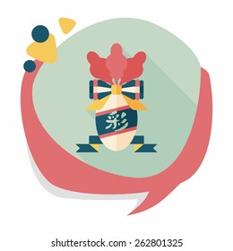 Chinese New Year flat icon with long shadow,eps10, lucky white radish with Chinese words means " Wish it can brings luck to you in the new year."