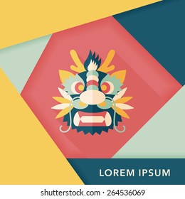 Chinese New Year flat icon with long shadow,eps10,The dragon and lion dancing head