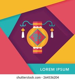 Chinese New Year flat icon with long shadow,eps10, Chinese festival couplets with lantern means " wish good luck and fortune comes."