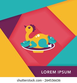 Chinese New Year flat icon with long shadow,eps10, Chinese Chicken Cuisine