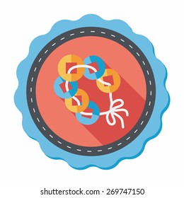 Chinese New Year flat icon with long shadow,eps10, Ancient coins lucky pendant means " wish good luck and fortune comes."