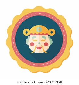 Chinese New Year flat icon with long shadow,eps10, God of wealth