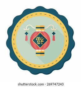 Chinese New Year flat icon with long shadow,eps10, Chinese festival couplets with lantern means " wish good luck and fortune comes."