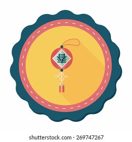 Chinese New Year flat icon with long shadow,eps10, Chinese festival couplets with lantern means " wish Spring comes."