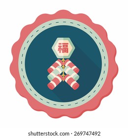 Chinese New Year flat icon, eps10, Chinese festival couplets with firecrackers means " wish good luck."