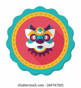 Chinese New Year flat icon with long shadow,eps10,The dragon and lion dancing head