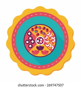 Chinese New Year flat icon with long shadow,eps10, Chinese desserts plate include nuts, candies and cookies.