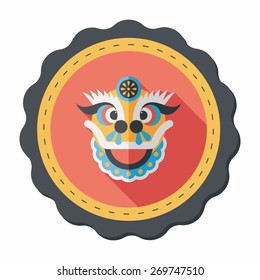 Chinese New Year flat icon with long shadow,eps10,The dragon and lion dancing head