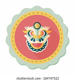 Chinese New Year flat icon with long shadow,eps10,The dragon and lion dancing head