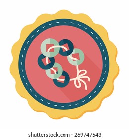 Chinese New Year flat icon with long shadow,eps10, Ancient coins lucky pendant means " wish good luck and fortune comes."