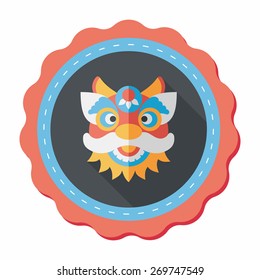 Chinese New Year flat icon with long shadow,eps10,The dragon and lion dancing head