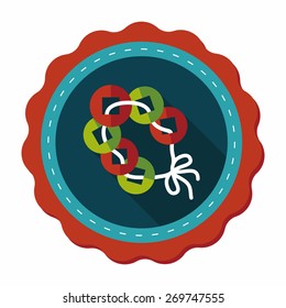 Chinese New Year flat icon with long shadow,eps10, Ancient coins lucky pendant means " wish good luck and fortune comes."