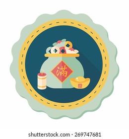 Chinese New Year flat icon with long shadow,eps10, Gold ingot means " wish good luck and fortune come."